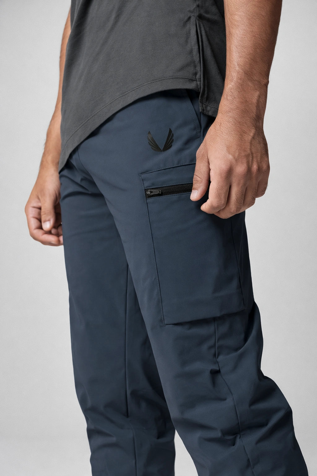 Calça Masculina Esportiva Justa Respirável com Bolso Lateral