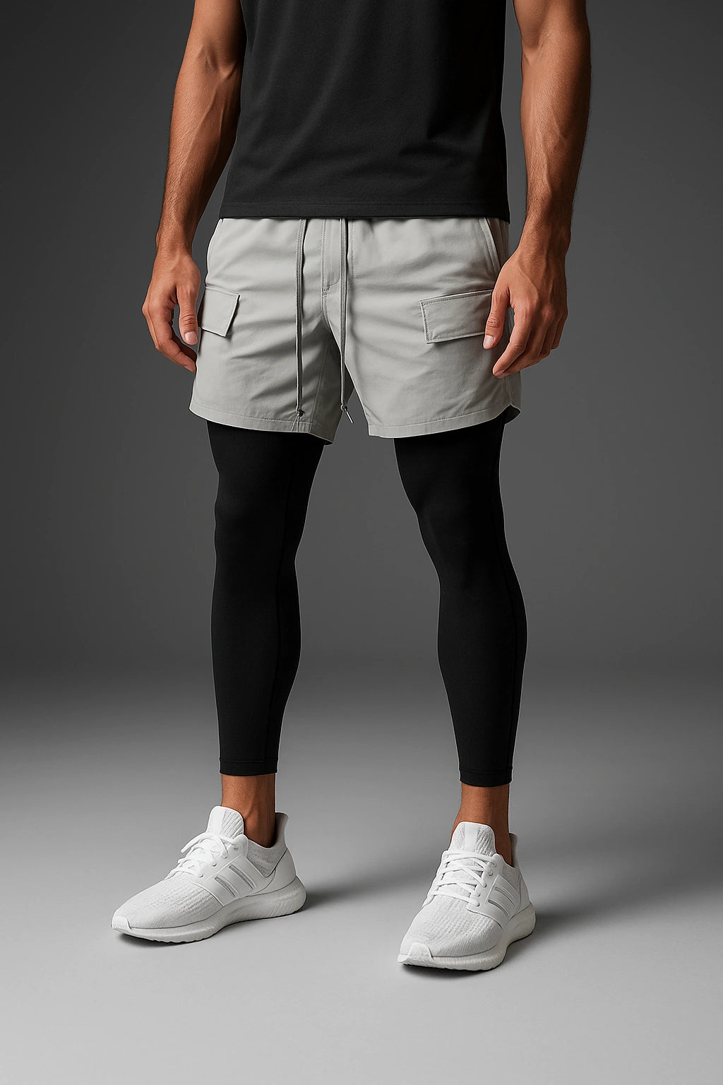 Short de Academia com Legging de Compressão
