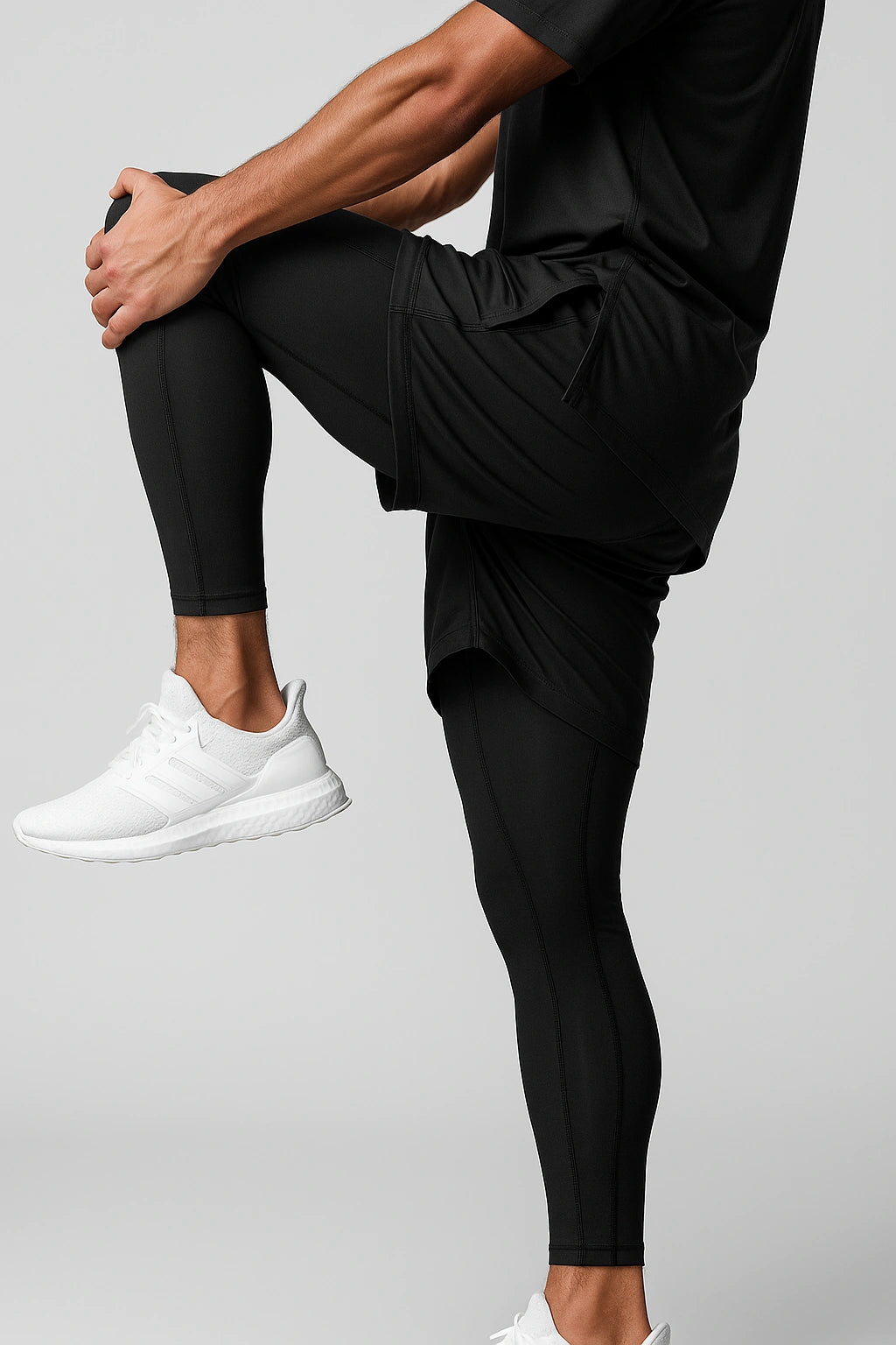 Short de Academia com Legging de Compressão