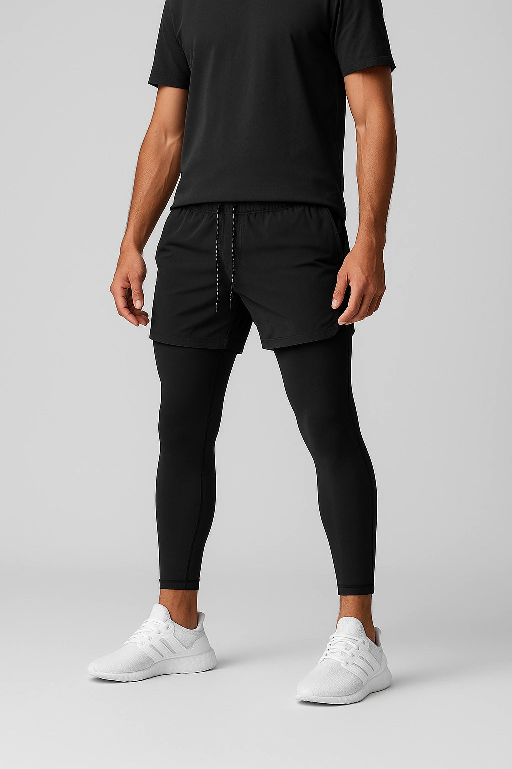 Short de Academia com Legging de Compressão