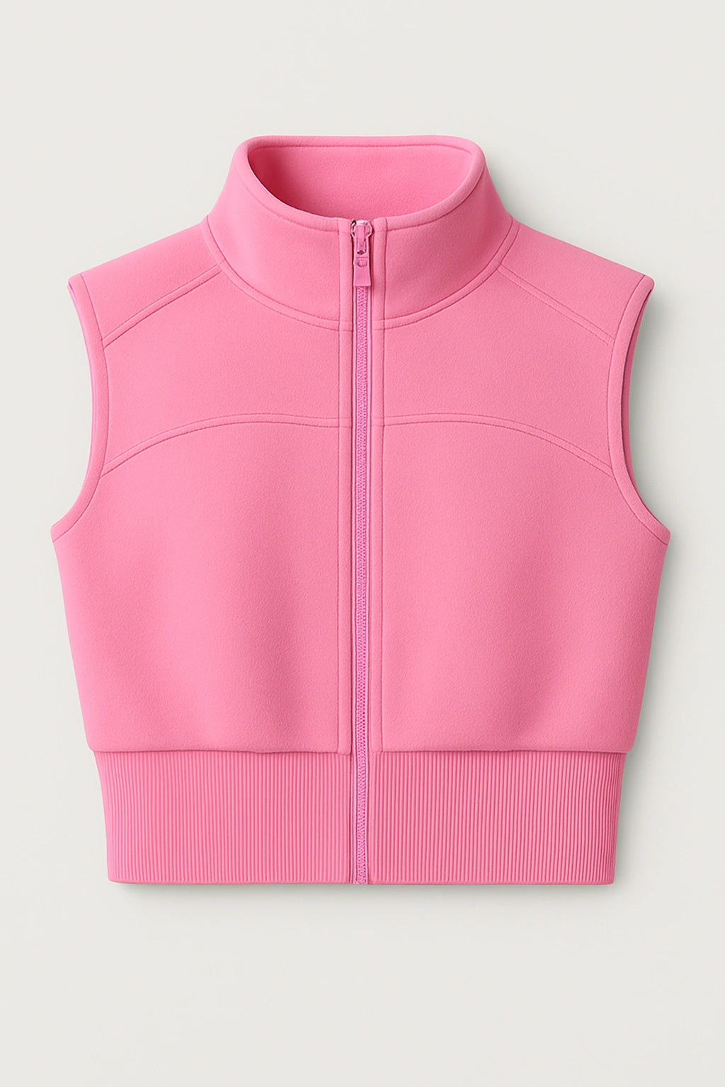 Colete Fitness Feminino com Zíper Gola Alta Sem Manga