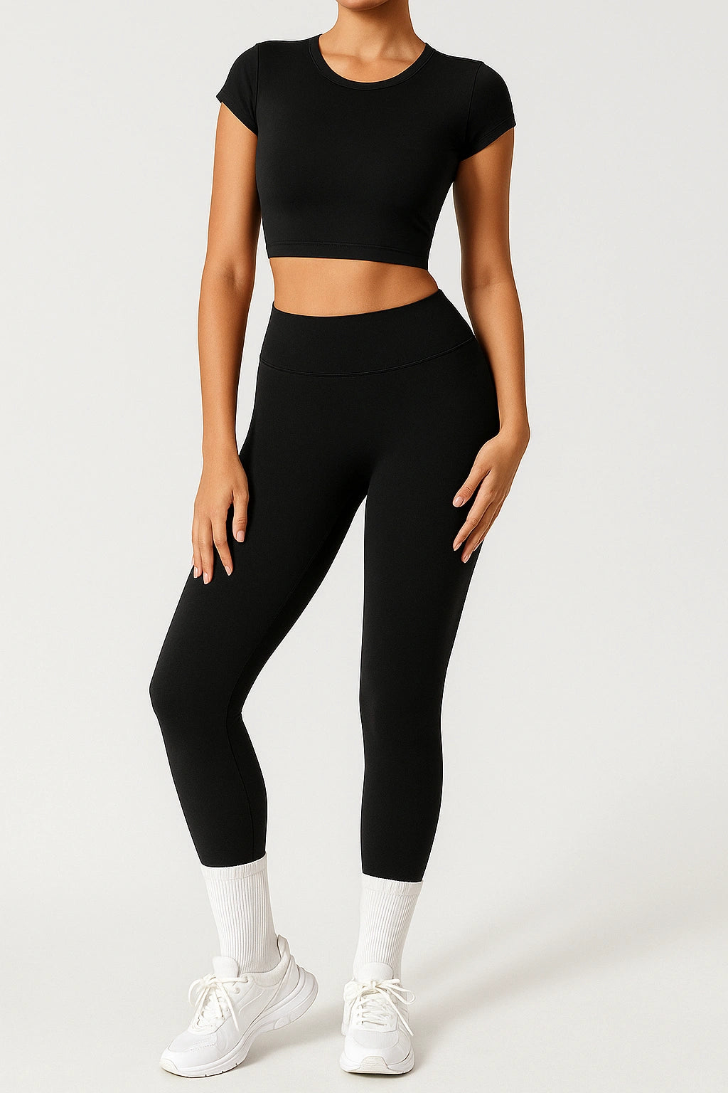 Conjunto Fitness Feminino Cropped Esportivo + Calça Legging