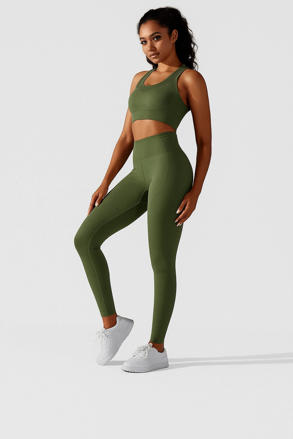 Conjunto Fitness Feminino com Top e Leggings de Cintura Alta