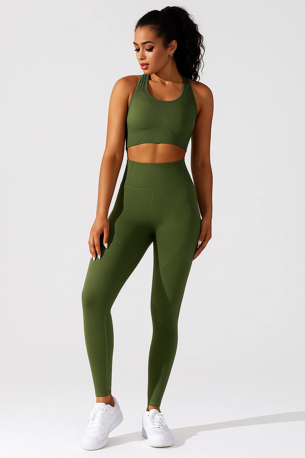 Conjunto Fitness Feminino com Top e Leggings de Cintura Alta