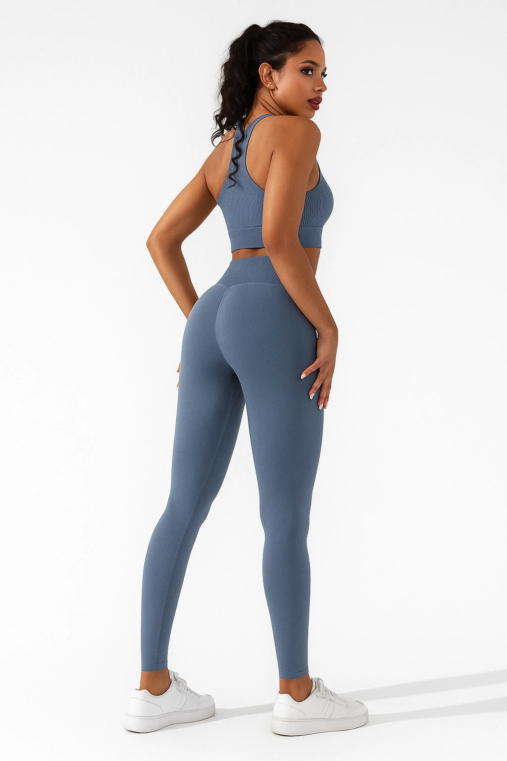 Conjunto Fitness Feminino com Top e Leggings de Cintura Alta