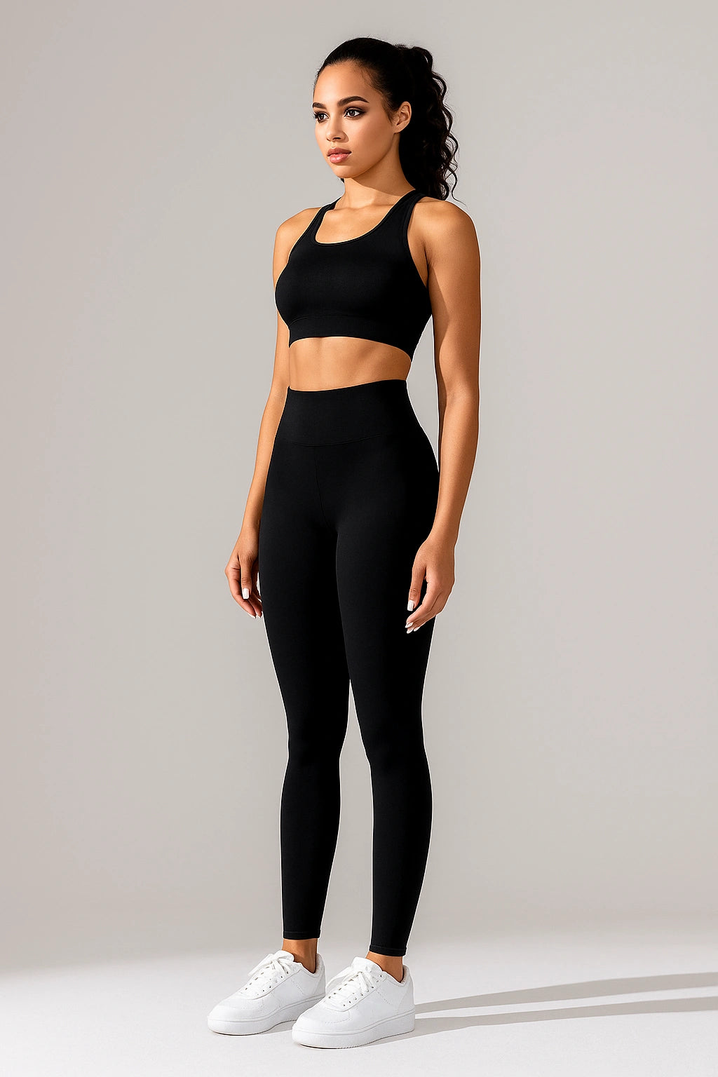 Conjunto Fitness Feminino com Top e Leggings de Cintura Alta