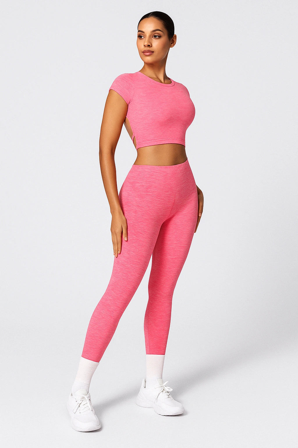 Conjunto Fitness Feminino Cropped Esportivo + Calça Legging