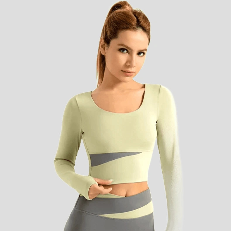 Cropped Esportivo Feminino com Manga Academia - Top Fit