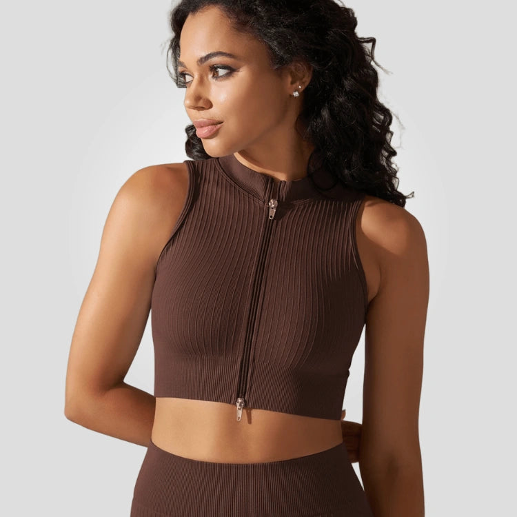 Cropped Regata Fitness Esportiva Feminina com Zíper