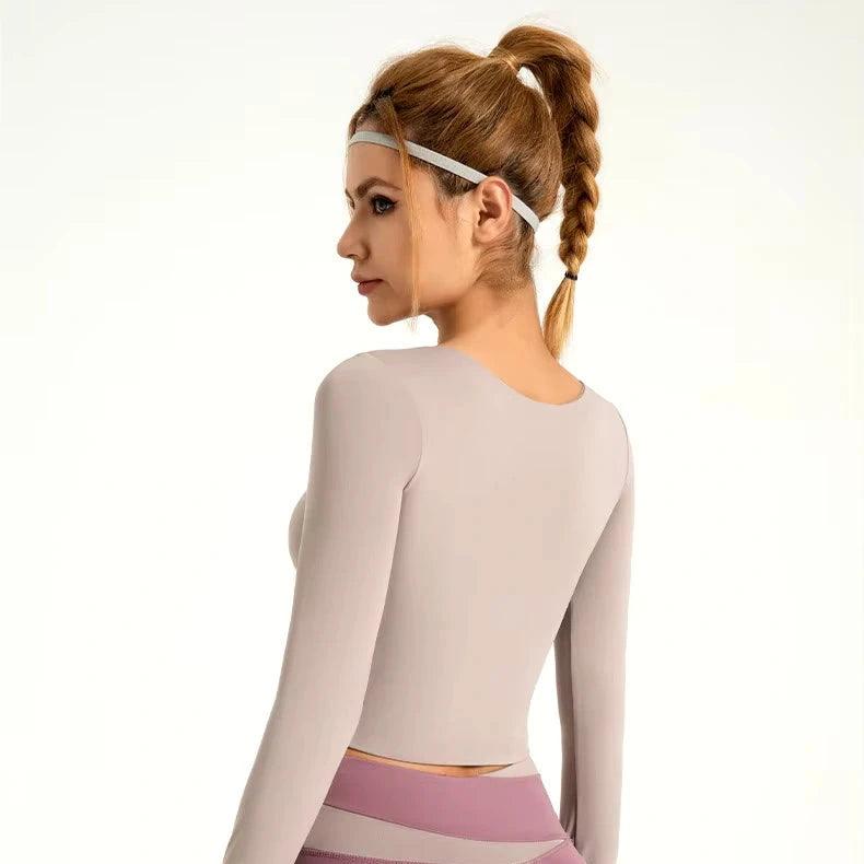 Top Fit - Cropped Esportivo Feminino com Manga