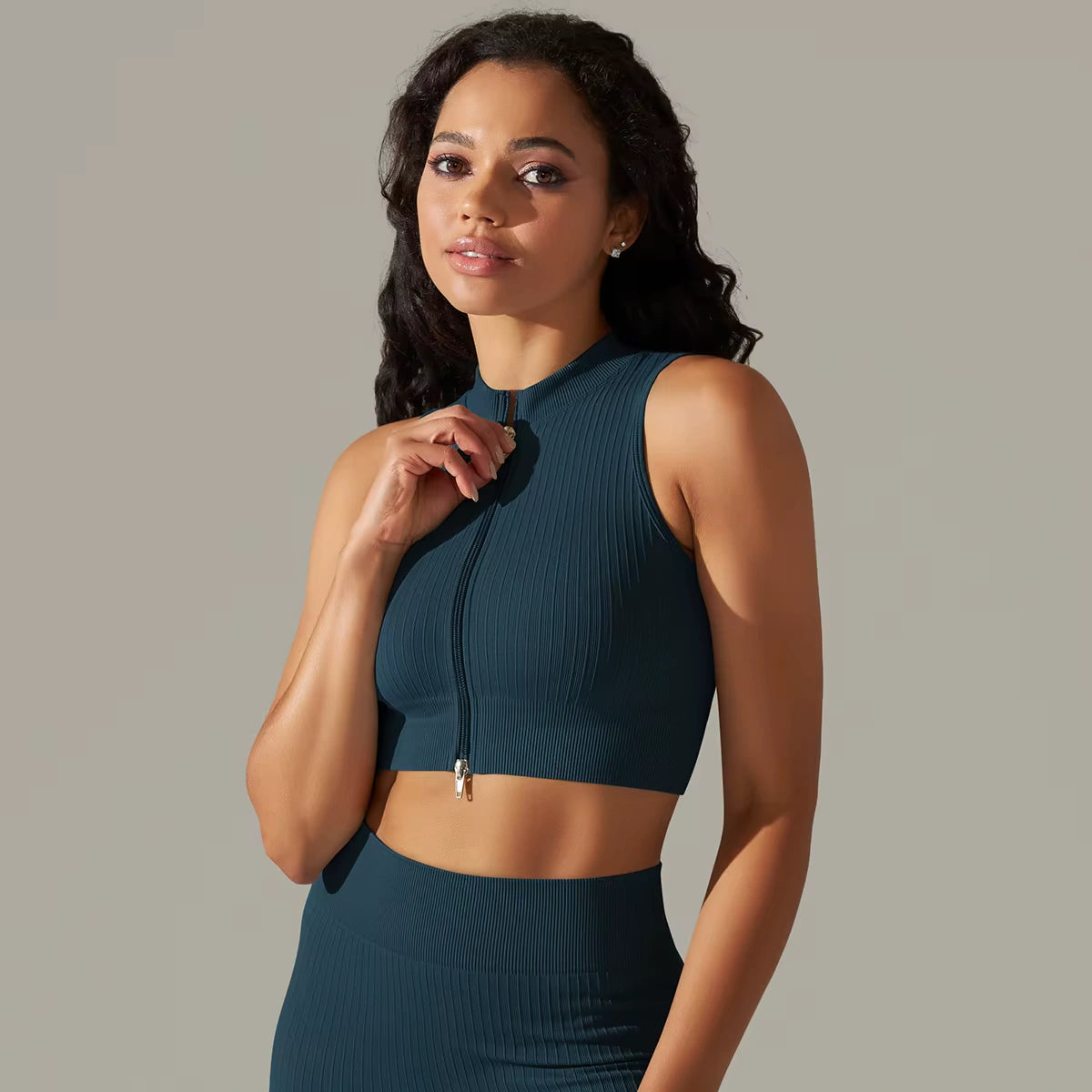 Cropped Regata Fitness Esportiva Feminina com Zíper