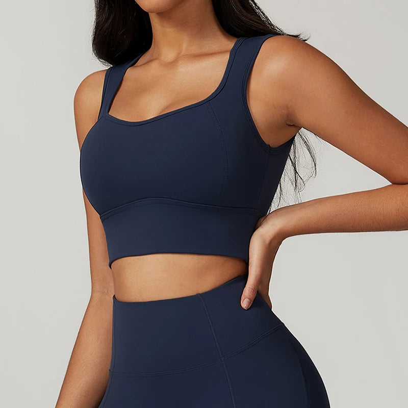 Cropped Fitness Feminino Costas Livres e Alta Sustentação