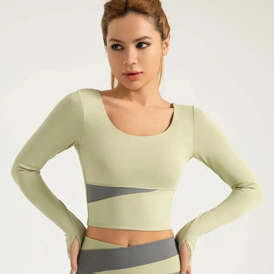 Top Fit - Cropped Esportivo Feminino com Manga