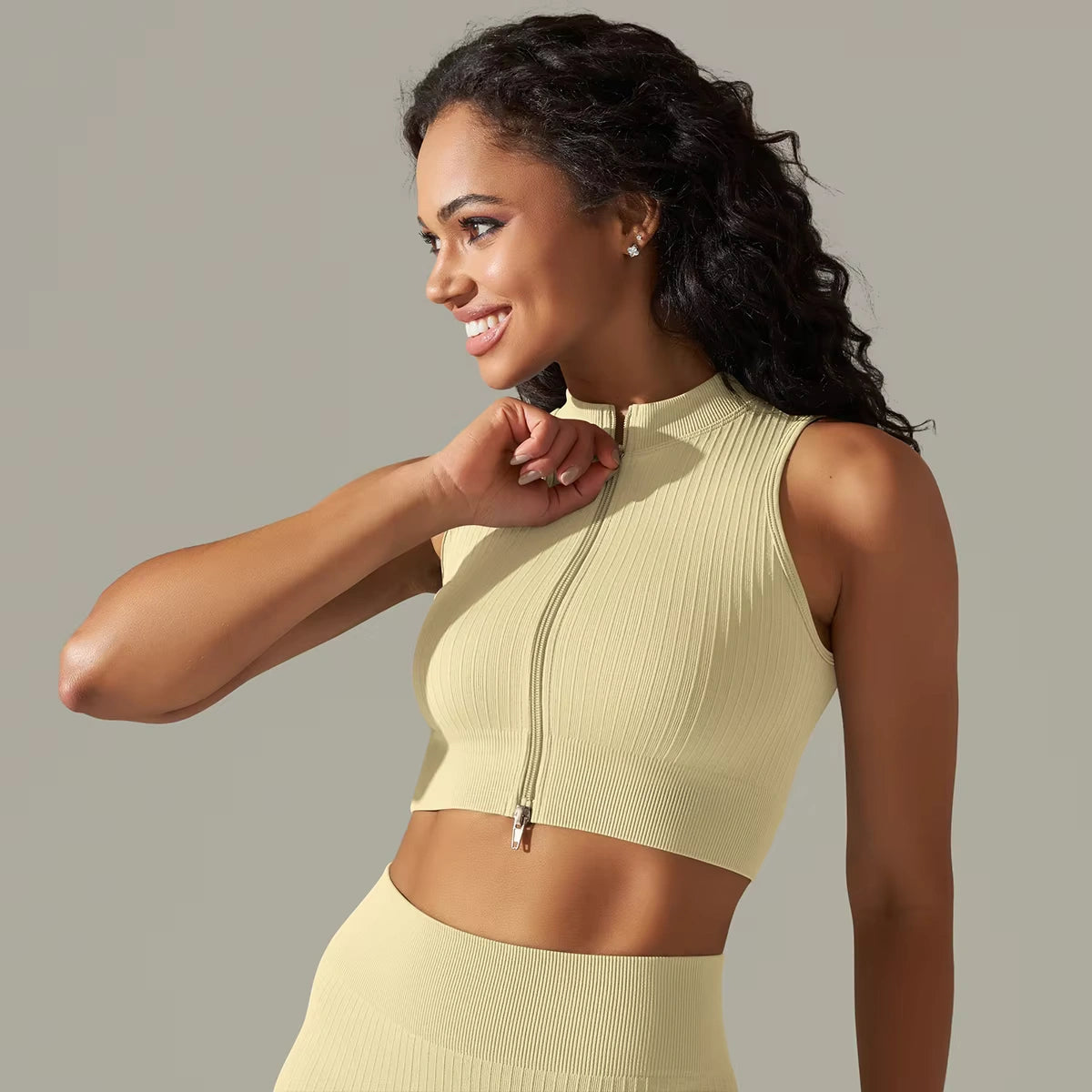 Cropped Regata Fitness Esportiva Feminina com Zíper