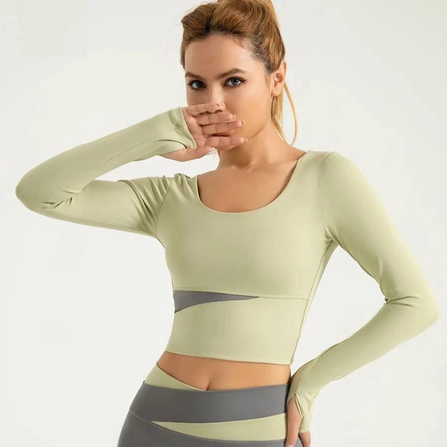 Top Fit - Cropped Esportivo Feminino com Manga