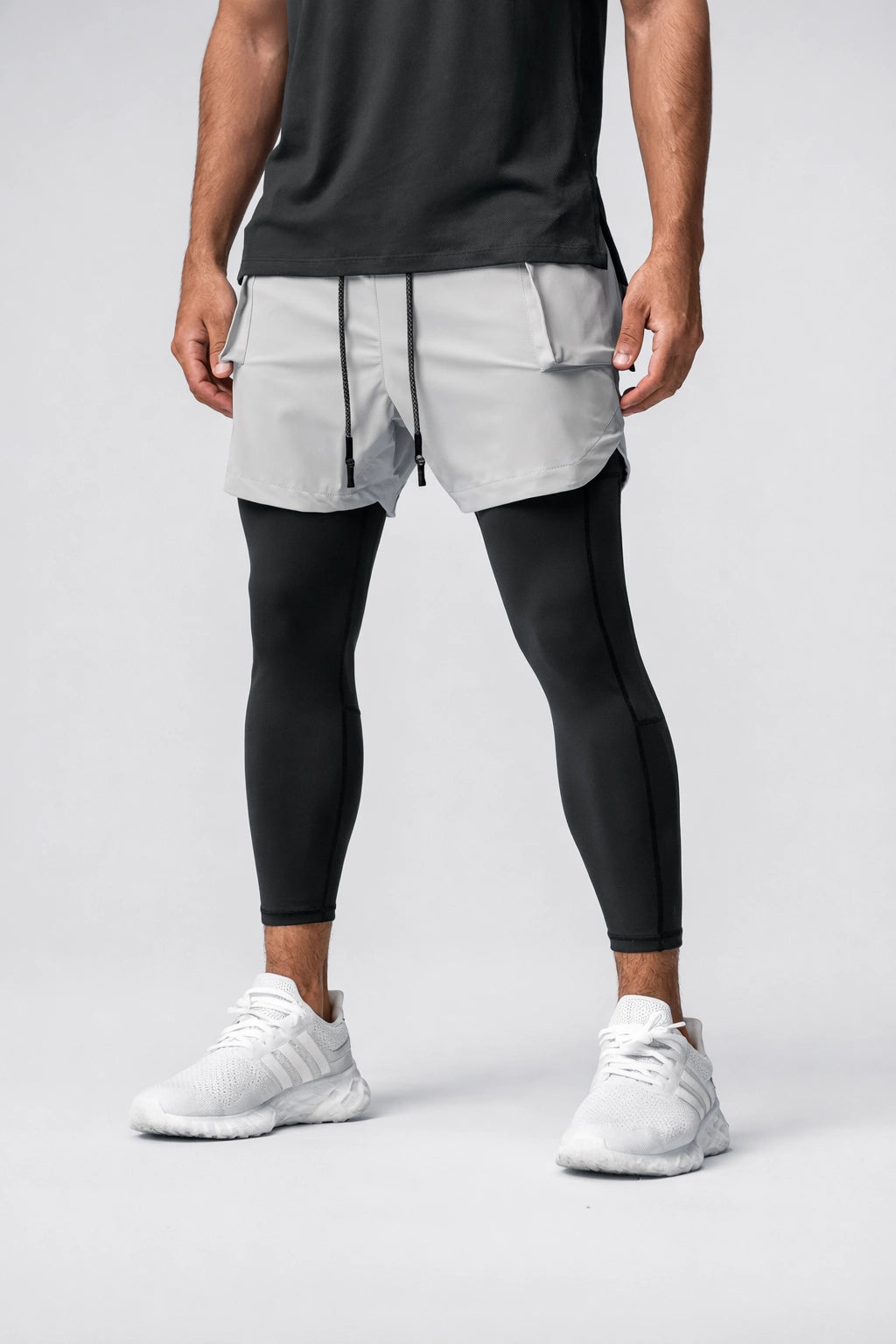 Short de Academia com Legging de Compressão