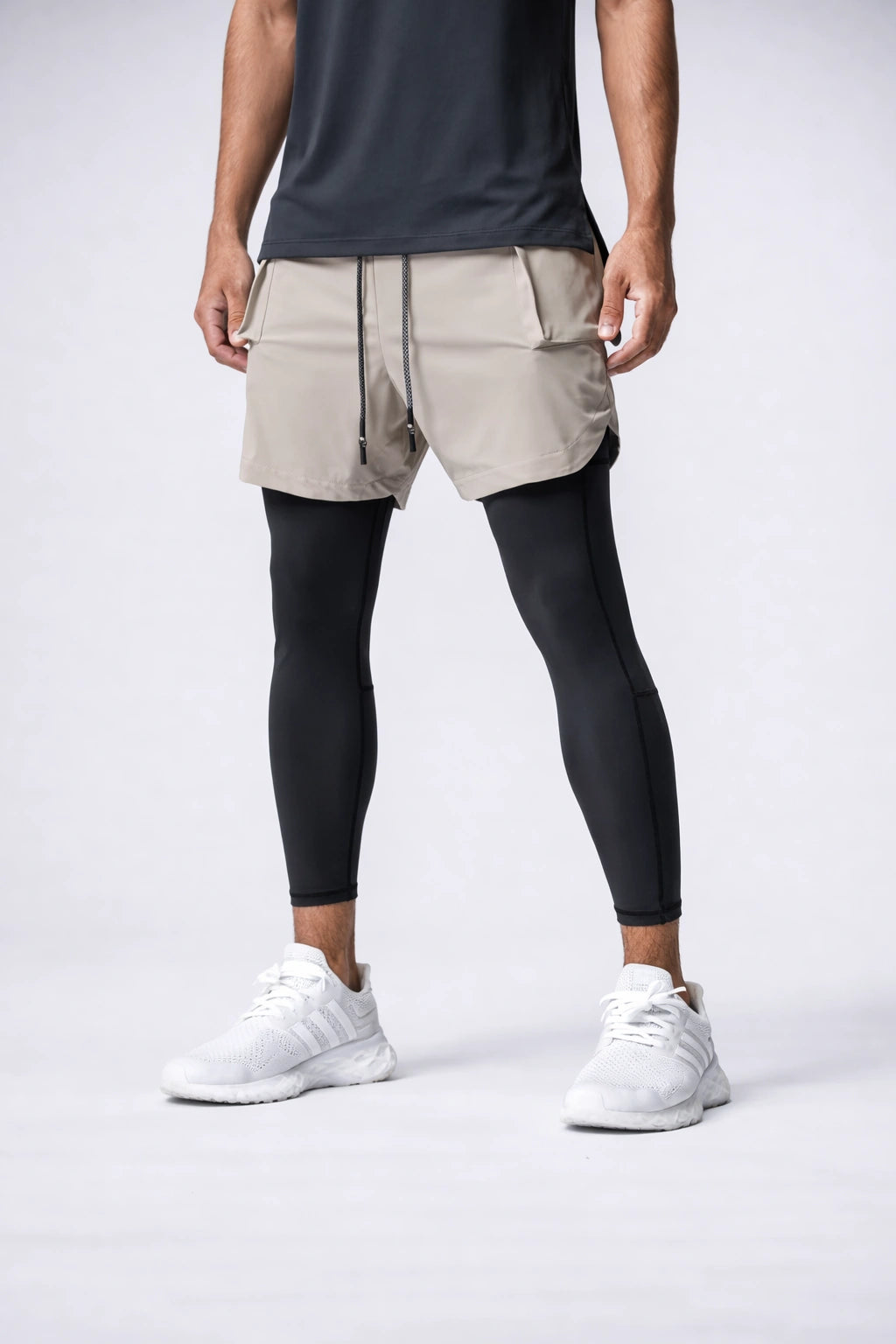 Short de Academia com Legging de Compressão