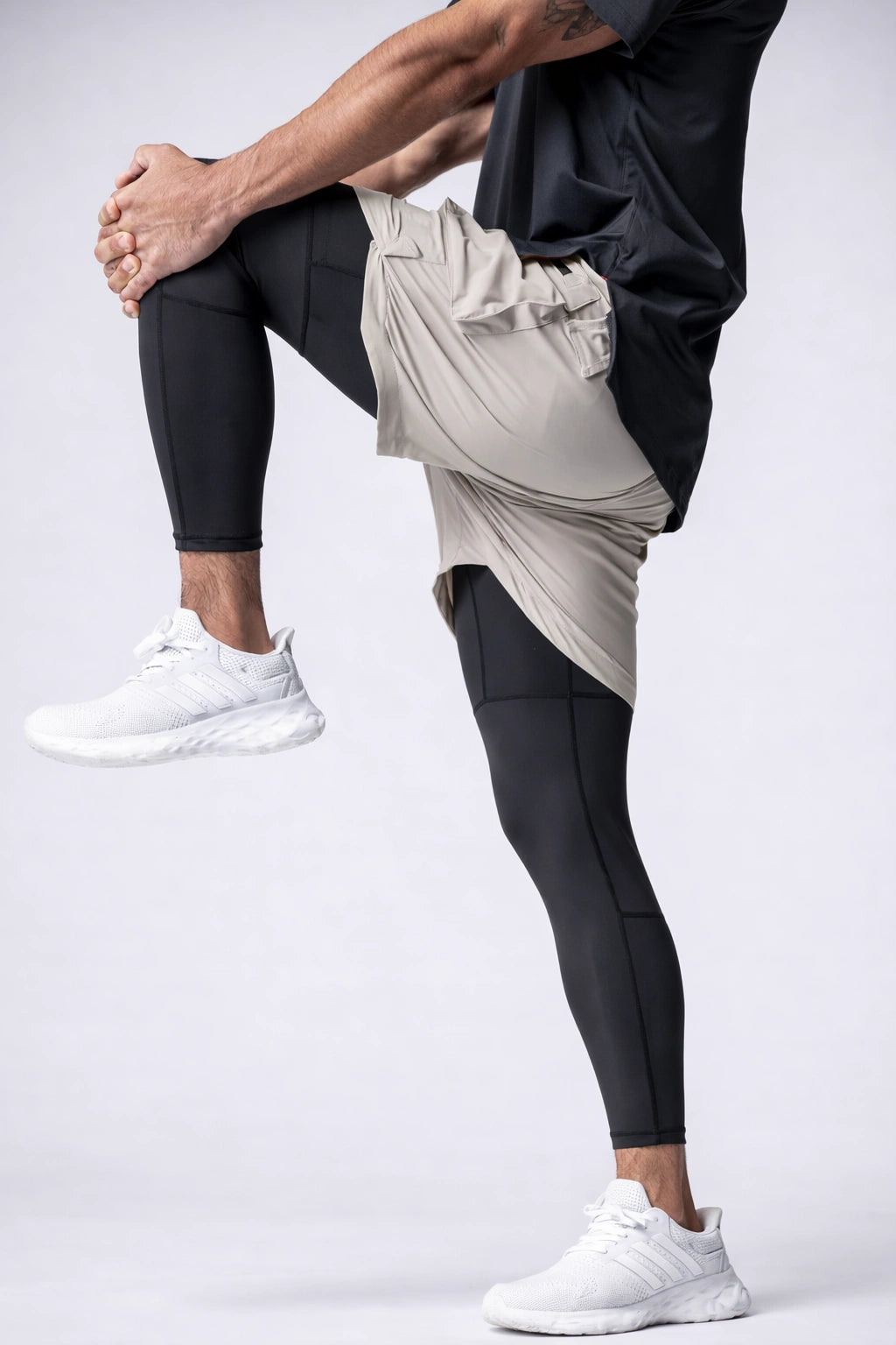 Short de Academia com Legging de Compressão