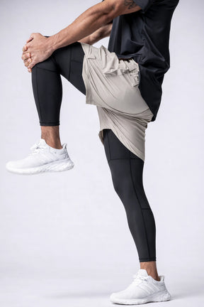 Short de Academia com Legging de Compressão