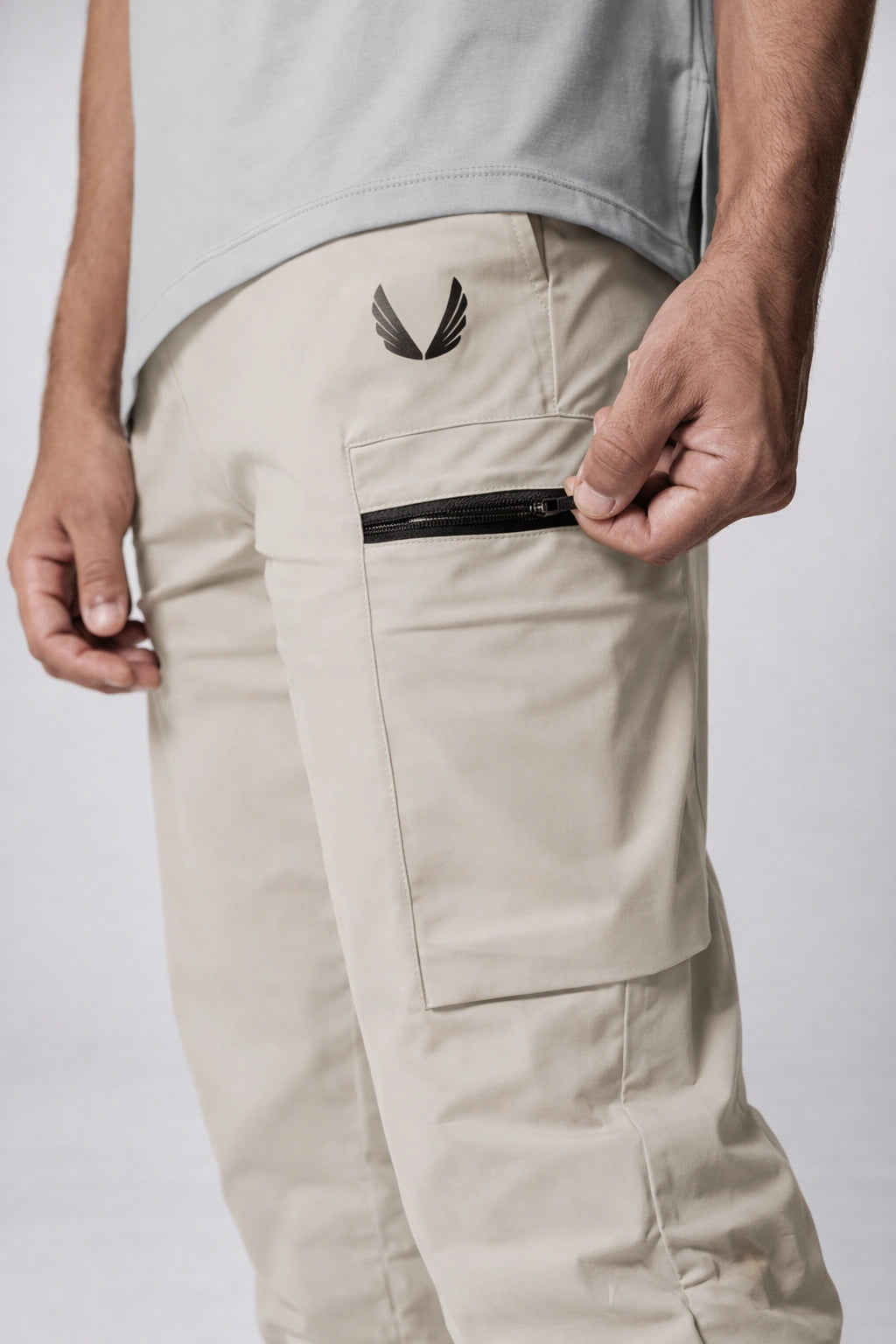 Calça Masculina Esportiva Justa Respirável com Bolso Lateral