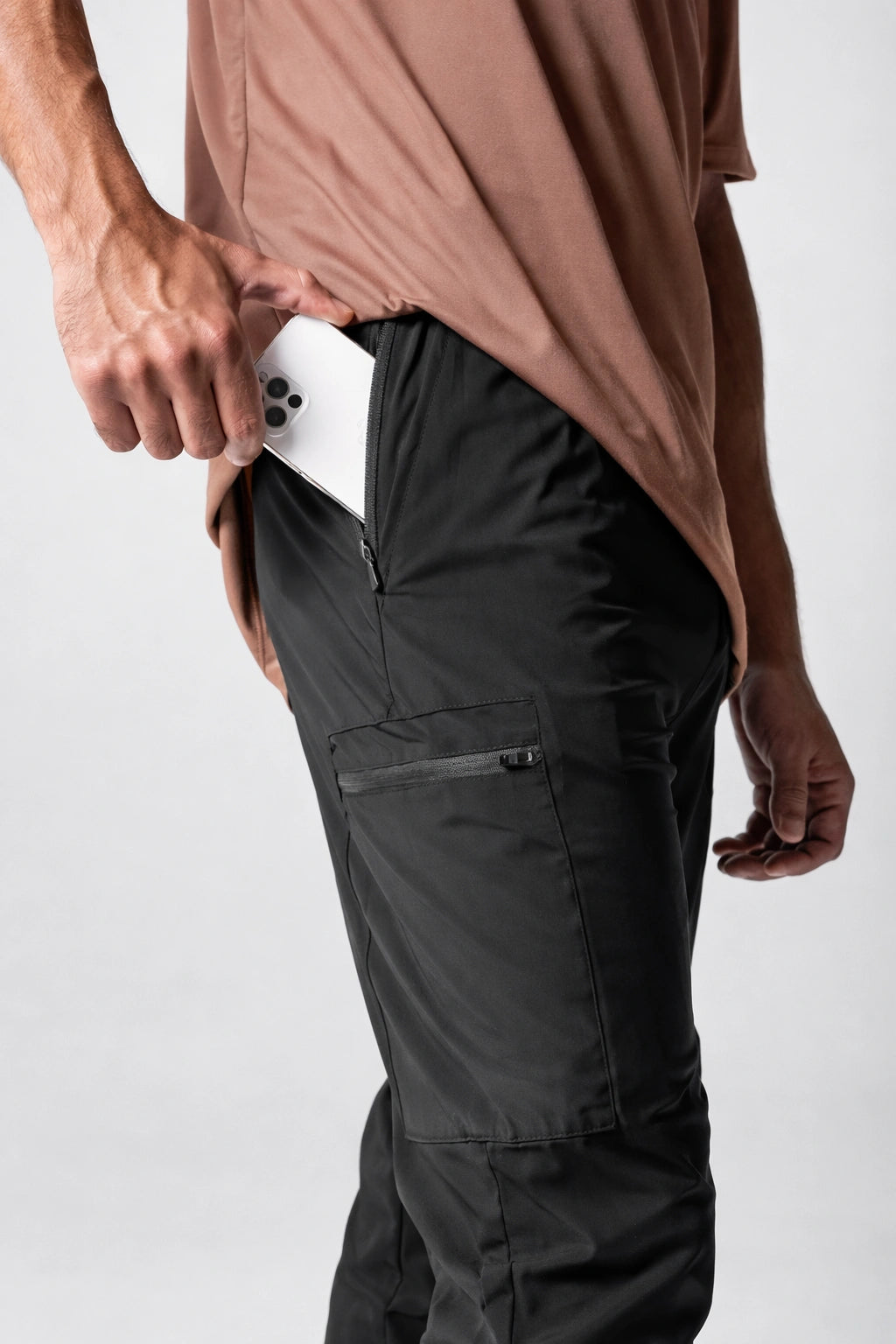 Calça Masculina Esportiva Justa Respirável com Bolso Lateral