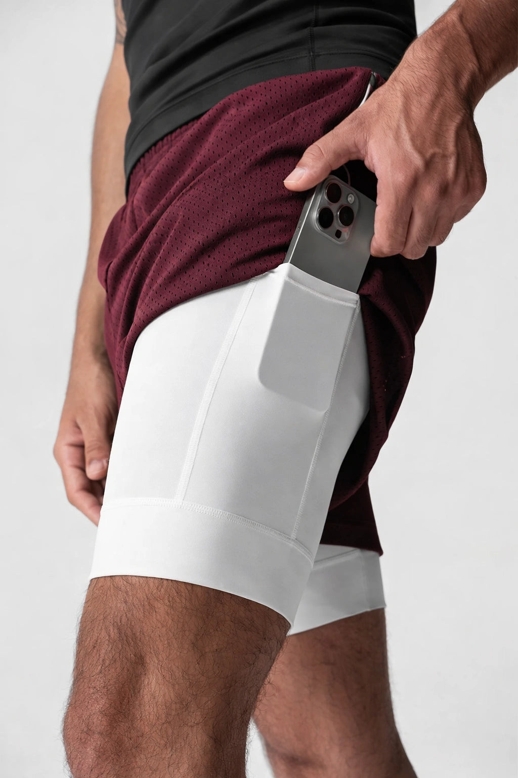Short Masculino Esportivo Respirável Bolso Interno