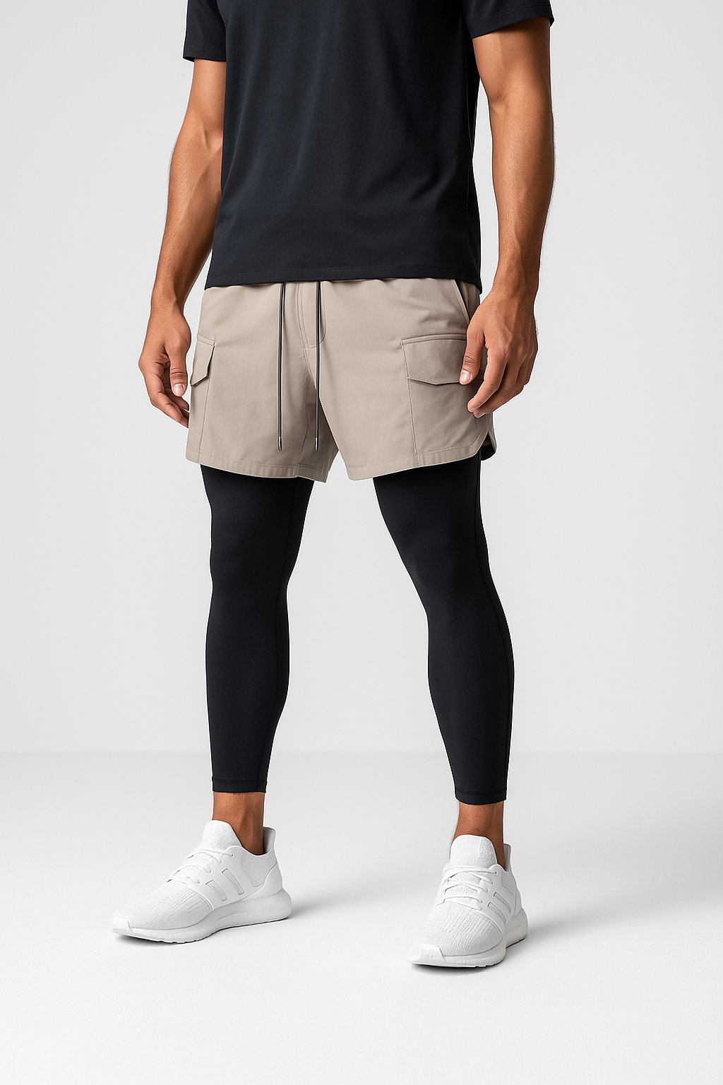 Short de Academia com Legging de Compressão