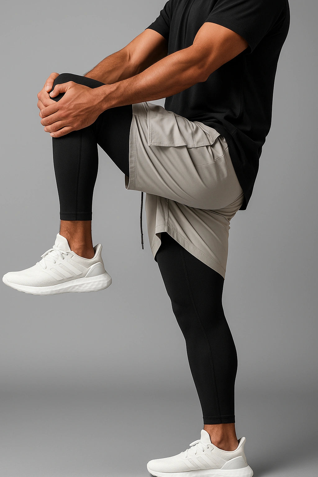 Short de Academia com Legging de Compressão