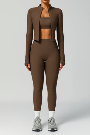 Conjunto Feminino Esportivo Calça e Jaqueta Fitness Respirável + [CROPPED BRINDE]