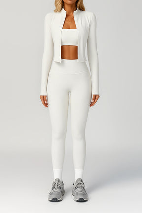 Conjunto Feminino Esportivo Calça e Jaqueta Fitness Respirável + [CROPPED BRINDE]