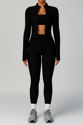 Conjunto Feminino Esportivo Calça e Jaqueta Fitness Respirável + [CROPPED BRINDE]