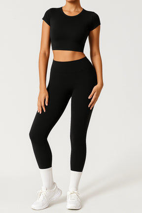 Conjunto Fitness Feminino Cropped Esportivo + Calça Legging