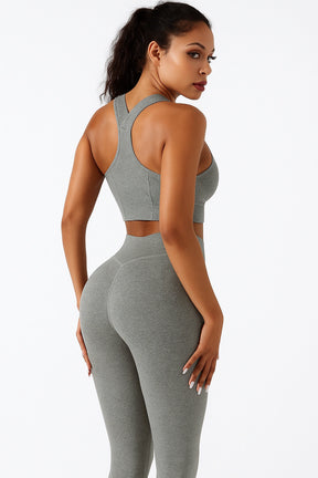 Conjunto Fitness Feminino Calça + Cropped Esportivo