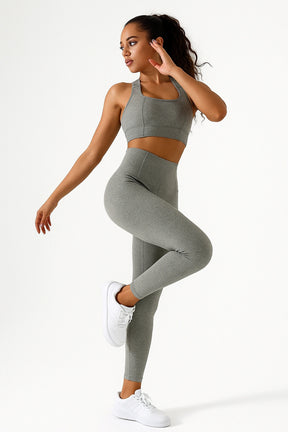 Conjunto Fitness Feminino Calça + Cropped Esportivo