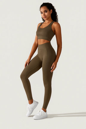 Conjunto Fitness Feminino com Top e Leggings de Cintura Alta