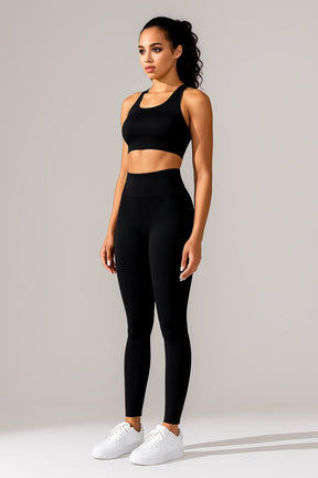 Conjunto Fitness Feminino com Top e Leggings de Cintura Alta