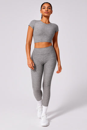 Conjunto Fitness Feminino Cropped Esportivo + Calça Legging