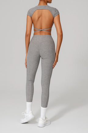 Conjunto Fitness Feminino Cropped Esportivo + Calça Legging