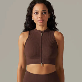 Cropped Regata Fitness Esportiva Feminina com Zíper