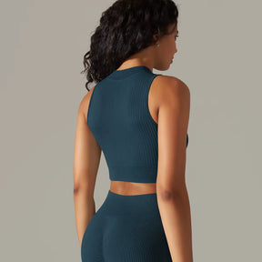Cropped Regata Fitness Esportiva Feminina com Zíper