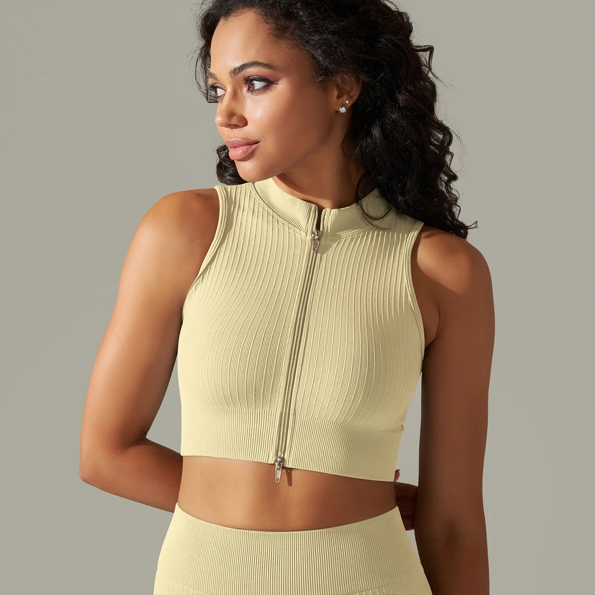 Sutiã Esportivo Feminino com Zíper - Top de Yoga Ajustável