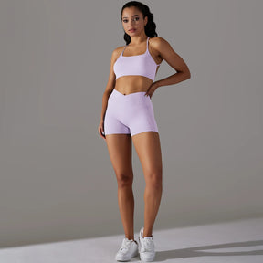 Conjunto Fitness Feminino Short + Top Esportivo com Bolso Lateral