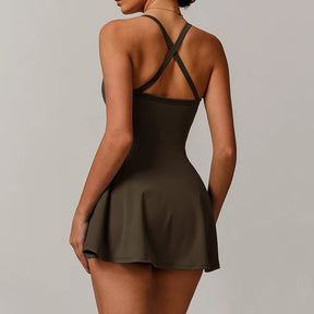 Conjunto Yoga Feminino Regata Respirável com Short Decote Fitness