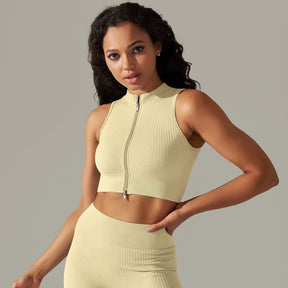 Cropped Regata Fitness Esportiva Feminina com Zíper